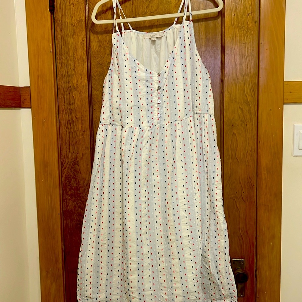 Loft Ref White and Blue Dress